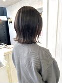 福山美容室人気Caary 切りっぱなし外ハネミディアム透明感20代