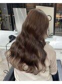 ホワイトグレージュミニウルフデジタルパーマチェリーブラウン