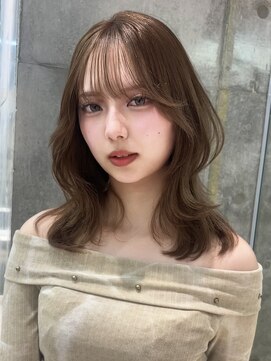 ロンドメリア 天神大名店(Lond Melia) 小顔に見せるミディアムヘア/韓国ヘア/ダブルカラー