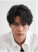 心斎橋シャドウパーマメンズマッシュセンターパート緩め強め30代