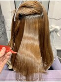 黒髪ロングストレートグレーベージュエギョモリオン眉ショート