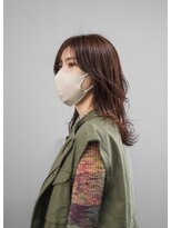 ノード(NODO)&nbsp;セミロングのウルフ＋オレンジベージュ