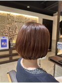 池袋 ピンクベージュ ひし形ボブスタイル 20代/30代/40代