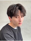 ツイストスパイラルパーマセンターパートツーブロック刈り上げ☆