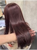 ブリーチなし ピンクカラー レイヤーカット