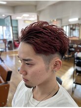 トップヘアー 中庄店(TOP HAIR fuapua) 【TOP HAIR】ワインレッドカラー×フェードカット