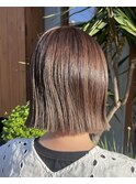 髪質改善30代40代大人可愛い切りっぱなしボブ×ベージュカラー