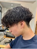 波巻きパーマメンズパーマメンズヘアツーブロックツイストパーマ