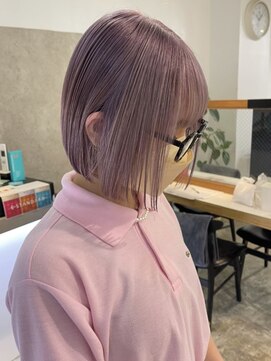 リムレスバイサンク 万代 新潟駅(LIMLESS by cinq) ミルクティーベージュダブルカラーグレージュカラーハイライト