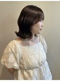 波巻きフェミニンボブ×透明感ベージュ