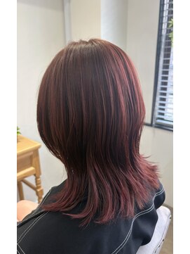 ブリーチなしワインレッドカラー