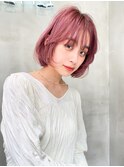 Aimee 町田　シースルーボブ×チェリーピンク