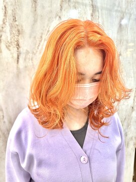 エルバイラビス 大宮(elu by lovis) 《ゆい》オレンジカラー/前髪パーマ/マチルダボブ