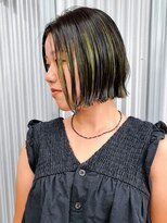 ルシアーアトリエ(Luthier atelier)&nbsp;ライムグリーンハイライト ×切りっぱなしボブ