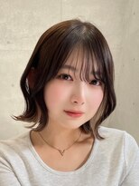 サンド 池袋 2nd(sand) 顔周り小顔レイヤーカット/黒髪地毛風カラー/インナーカラー
