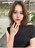郡山ミルクティーベージュグレージュカラーブリーチウルフボブ