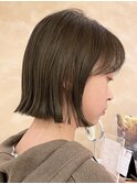★オリーブブラウン/外ハネボブ/切りっぱなし/ボブ/銀座有楽町