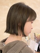 ★オリーブブラウン/外ハネボブ/切りっぱなし/ボブ/銀座有楽町