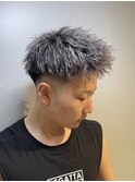 ツーブロックショート/メンズカット/メンズ/ツイストパーマ/眉毛