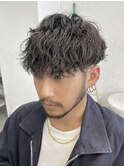 大分ツーブロック刈り上げマッシュツイストスパイラルパーマ