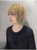 ダブルカラーブリーチハイライト裾カラーハイトーンウルフ