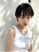 黒髪ダークアッシュ似合わせカットレイヤーショートマッシュ