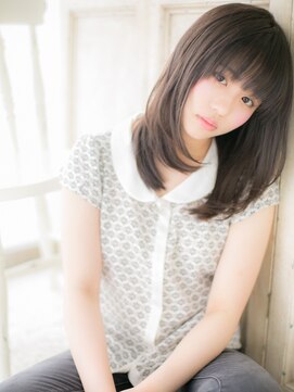 ブルー(BLUE) ベビーバングアッシュブラック小顔ワンカール20代30代40代c水戸