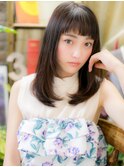 黒髪透明感段カット内巻きワンカールセミディa志木20代30代40代