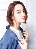 大人可愛い小顔美髪ツヤ髪くすみブラウン前髪なしショートA4
