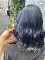 ラミ(L'ami)&nbsp;韓国風ゆるふわミディ/艶感ネイビーブルー/寒色カラー