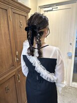 ヘアセット/ツイン編みおろし/パーティーヘア/小顔/学割