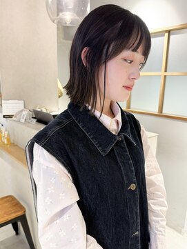 ラミエ バイ メルト 吉祥寺(lamie by melt) "久保田"切りっぱなしぷつっとボブ顔まわりカットグレーベージュ