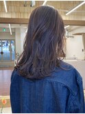 ブリーチなし切りっぱなしボブミディアムレイヤーボブ夏カラー