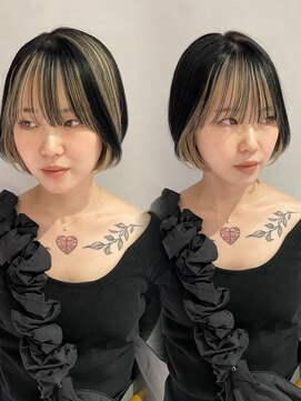リアン バイ キートス(Lien by kiitos) ブロンド×ブラック/コントラストカラーの抜け感ボブ