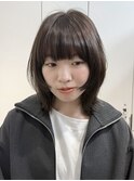 オリーブグレー/ボブ/顔周り/小顔/レイヤー/髪質改善/縮毛矯正