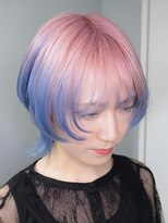 プネル(punel)&nbsp;原宿　水色/デザインカラー/グラデーションカラー　ウルフカット