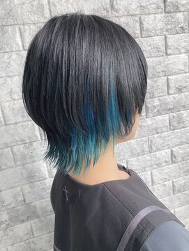 リアイス(Re:ICE) ミニウルフ/くすみブルー/流れるレイヤー/インナーハイライト