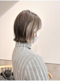 ホワイトベージュ☆イヤリングカラーボブ