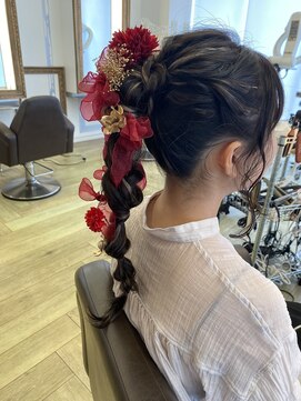 コワファースト 大分(COIFF1RST) 成人式/編みおろしスタイル/りぼん/ポニーテール