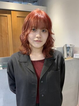 テトラ バイ ネオリーブ 横浜西口店(tetra by neolive) レッドオレンジ ハイトーン ケアブリーチ ボブ 横浜★