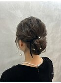 ◎クラシックリボン×パールの王道シニヨンアレンジ◎