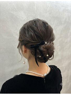 エニル 春日部店(enil) ◎クラシックリボン×パールの王道シニヨンアレンジ◎