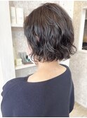 福山市Caary20代30代暗髪韓国風ボブパーマ簡単スタイリング