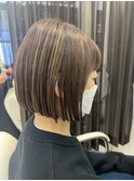 ハイライト×白髪ぼかし×ボブ