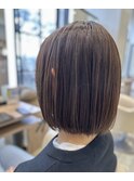 ブリーチ/ハイライト/切りっぱなしボブ/ボブ/ブラウン