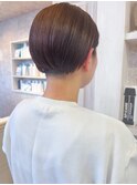福山市美容室Caary刈り上げショートヘア艶ピンクカラー