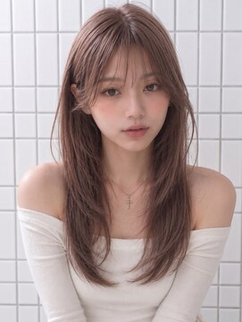 オンフ(ONFFO) ミルクティーベージュカラー 韓国ヘア 顔周りレイヤー アッシュ