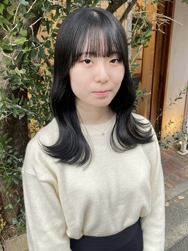 ラミエバイメルト 下北沢(lamie by melt) 花田/黒髪/グレーベージュ/レイヤーロング/韓国ヘア/ネイビー