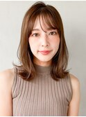 シースルーバング前髪小顔カットナチュラルカールボブウルフ