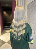 プルエクステ10代20代ハイトーンロングホワイトブロンド